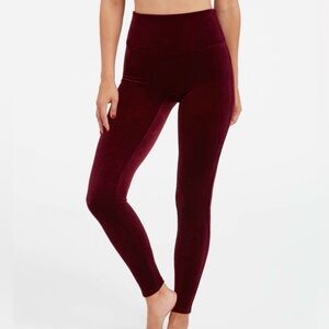 SPANX Rich Burgundy Velvet Leggings